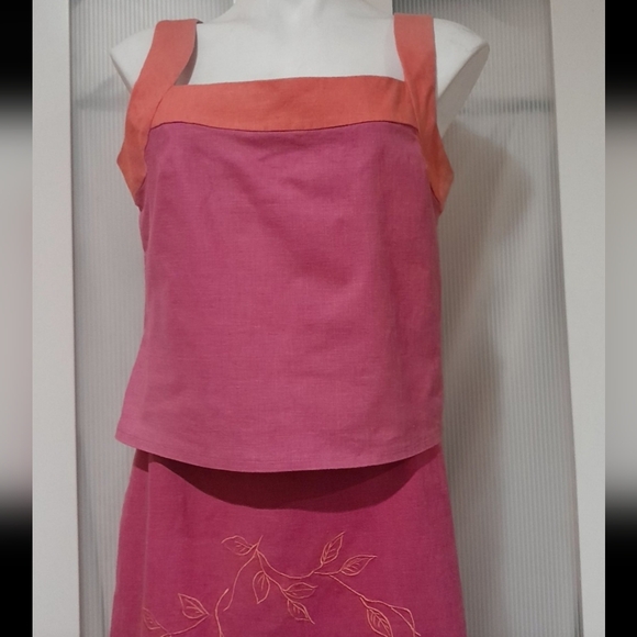 Gantos - vintage 2 piece skirt set, pink & orange tank top w/ pink skirt (12/14) - Picture 2 of 7